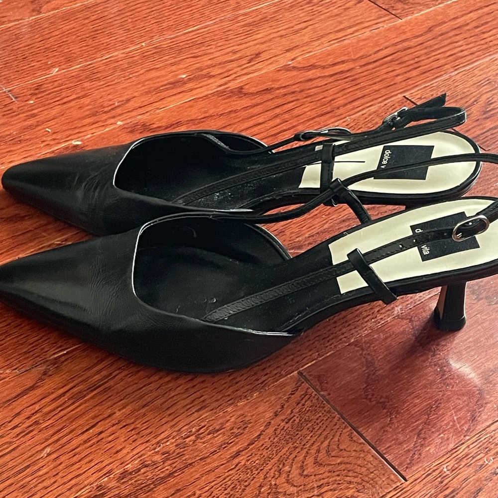 Dolce Vita Black Leather Strappy Slingbacks - 10M EUC